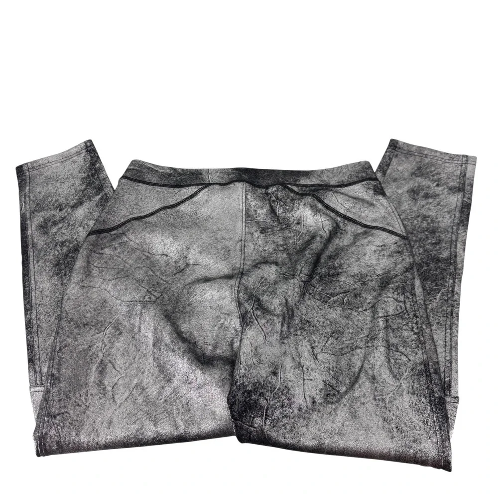 Free People Silver Metallic Crackle High Waisted Leggings Womens‎ Size Medium